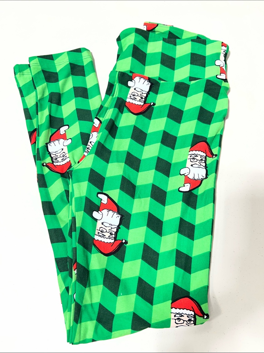 Women’s Green Santa Print LulaRoe Leggings